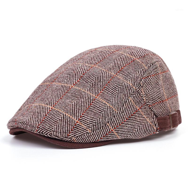 

New Fashion Berets Caps For Men Casual Peaked Caps Striped lattice Retro Berets Hats hip hop hats Dad Hat Casquette1, Dark grey