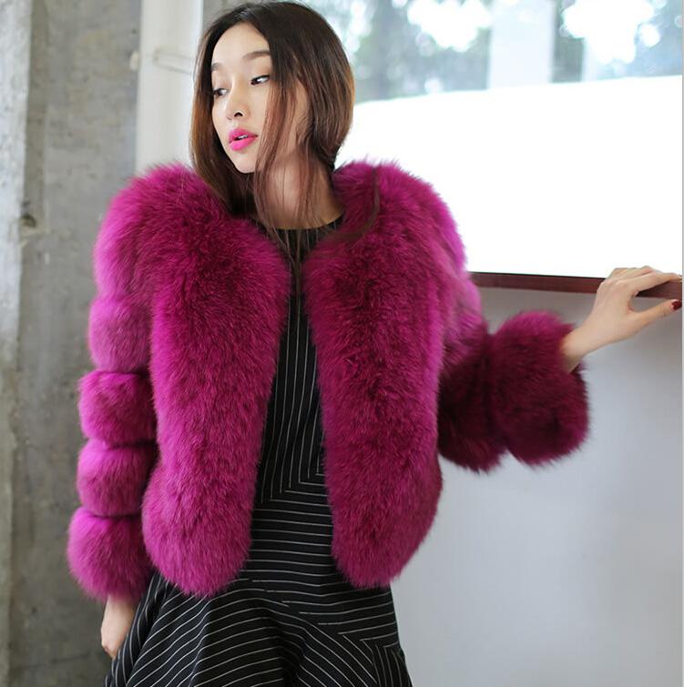

Women Winter Faux Fur Coat Thicken Outerwear Colorful Jacket 6610, Gray