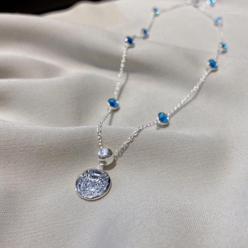 

New 925 Sterling Silver Round Cat Face Necklace for women European and American Charm Fashion Jewelry Christmas Gift1