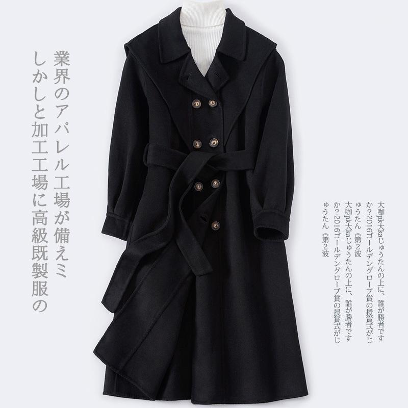 

double-sided wool coat in the fall and winter of 2020 female in han edition cultivate morality pure color long fur coat1, Black