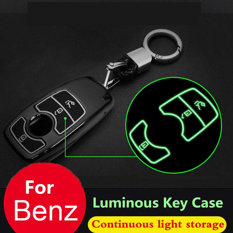 Key case cover keychain for Mercedes Benz AMG A B C E S R M G ML R S SL SLK SLR Class Accessories fob Shell Key Soft TPU Green bag Carbon Fiber Pattern