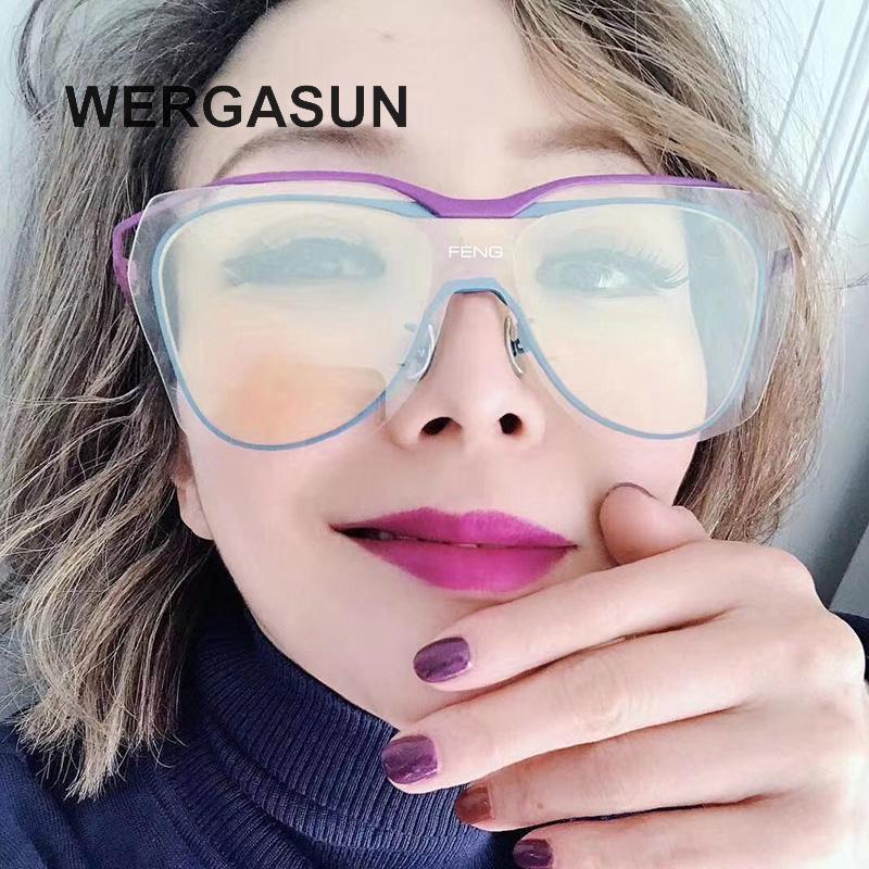 

WERGASUN Fashion Rimless Sunglasses Women Mirror Shades Sunglasses Men Trend Female Eyewear Glasses Oculos1