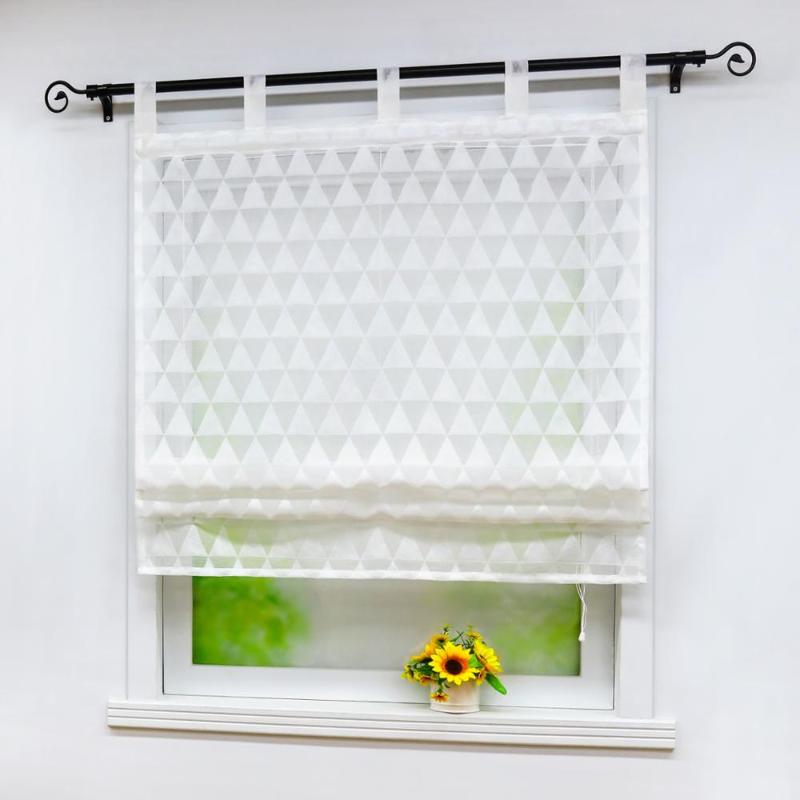 

Roman Curtains Modern Windows Sheer Tulle Drapes Shade Voile Drapery Valance Tab Top for Kitchen Home Decoration, White