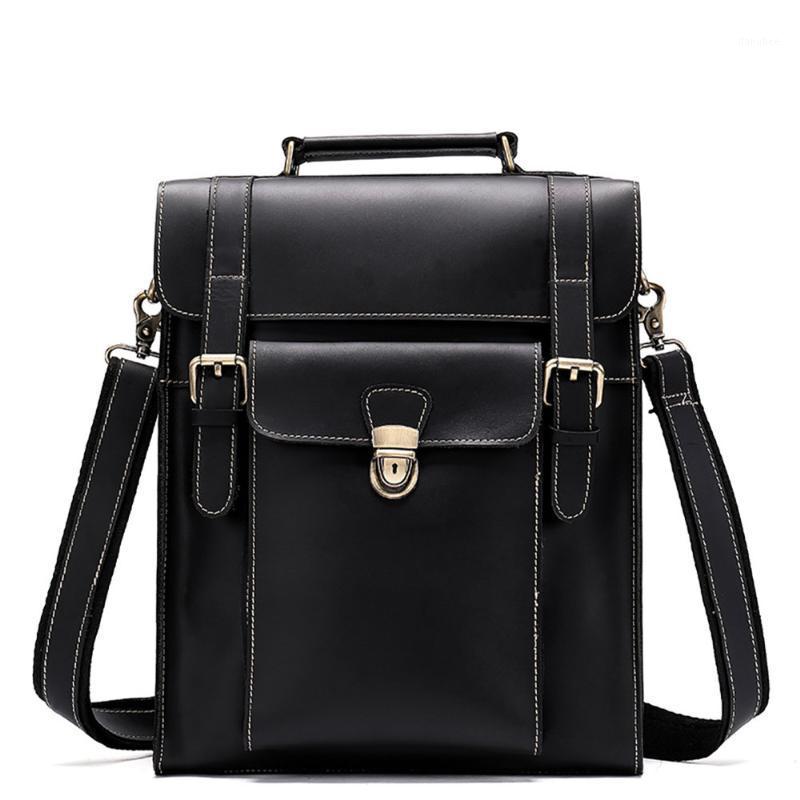

Vintage Men Hasp Backpack England Style Fashion Retro Crazy Horse Leather Backpacks Male College School Laptop Bags Rucksack1, Black