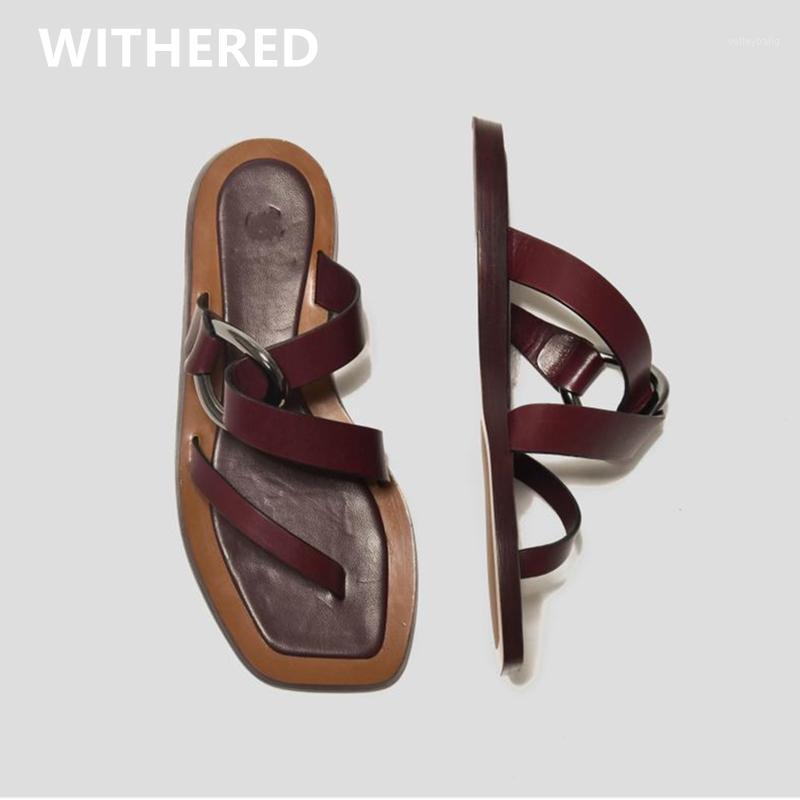

Withered 2020 summer women shoes women sandals flat shoes enlgand vintage simple real Sheep leather sandals woman1, Chocolate