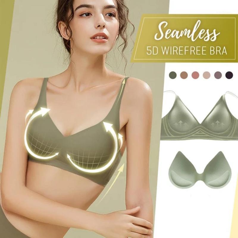 

Newly Seamless 5D Wirefree Memory Bra Push up Padded Deep V Bra Underwear for Women1, Black