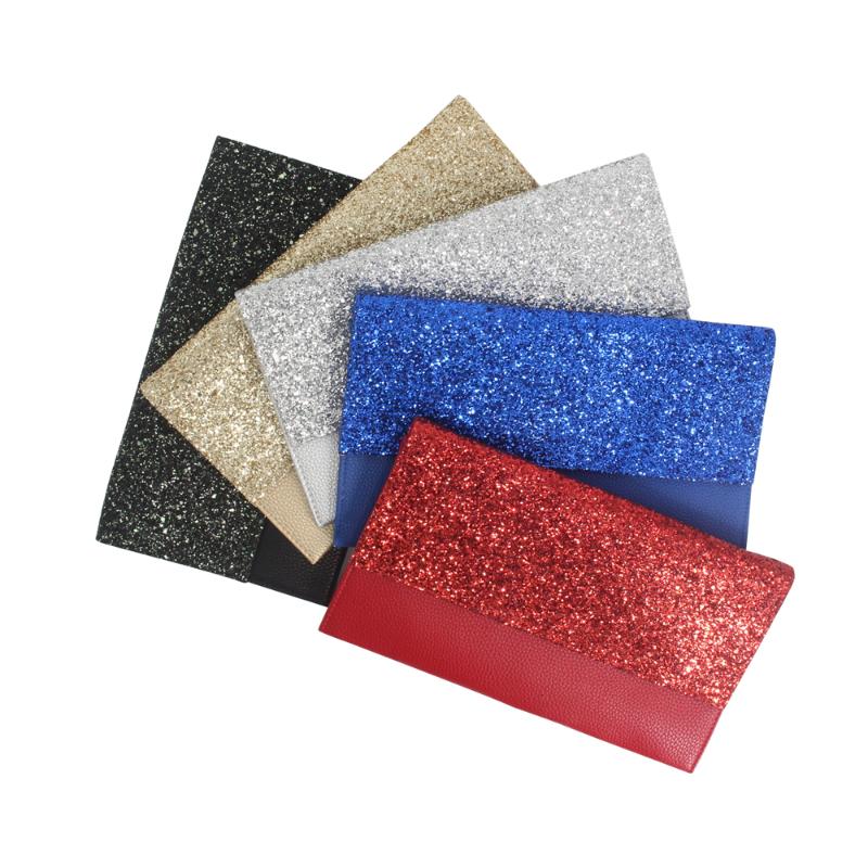 

vintage style lady evening bags PU leather shiny glitter sequin clutch bag for lady woman girl, Black