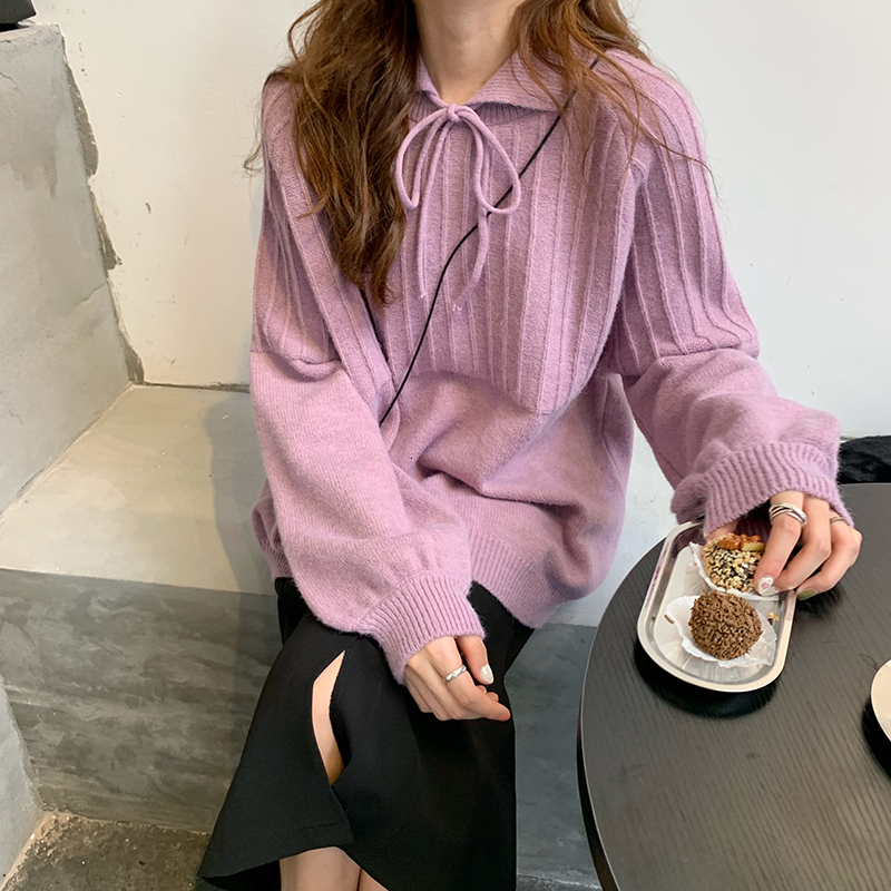 

2021 New 2 colours Autumn winter sweaters and loose sweet women's knitted shirt (c9325) SC66, Pink