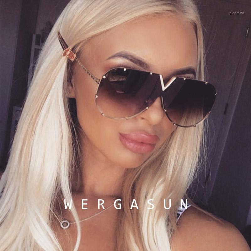 

WERGASUN New Oversize Sunglasses Women Brand Designer Men Luxury Mirror Coating Sun Glasses Female Eyewear uv4001