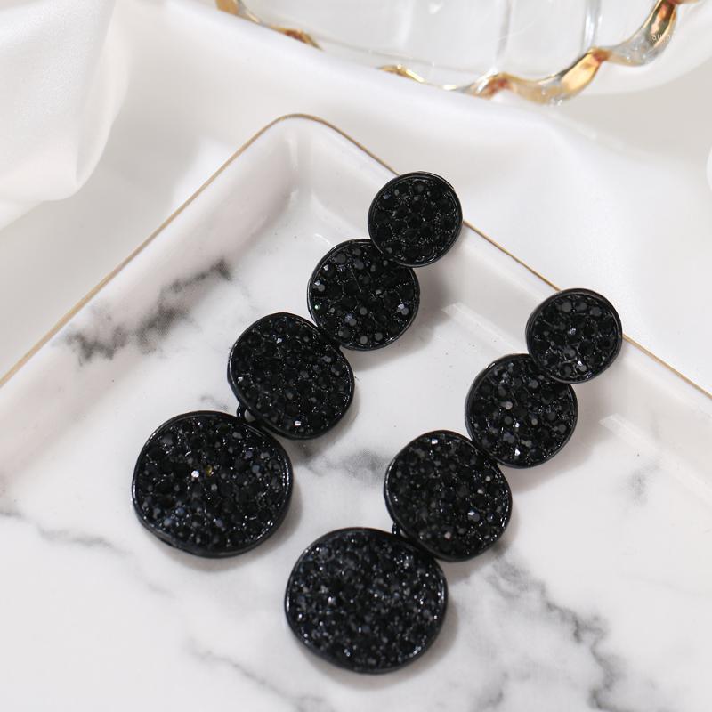 

2020 Z Fashion generous charm charming pure black darkly desire rhinestone multi-round earrings party party gift free shipping1