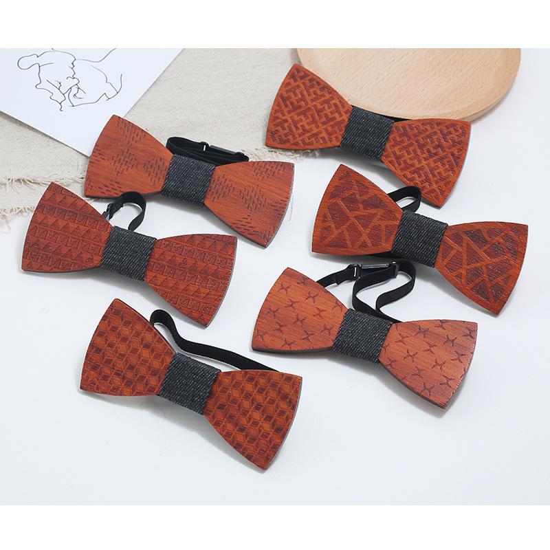 

YISHLINE New Paisley Wooden Bow Tie Men's Plaid Bowtie Wood Geometric carved cut out Floral design Fashion Novelty ties