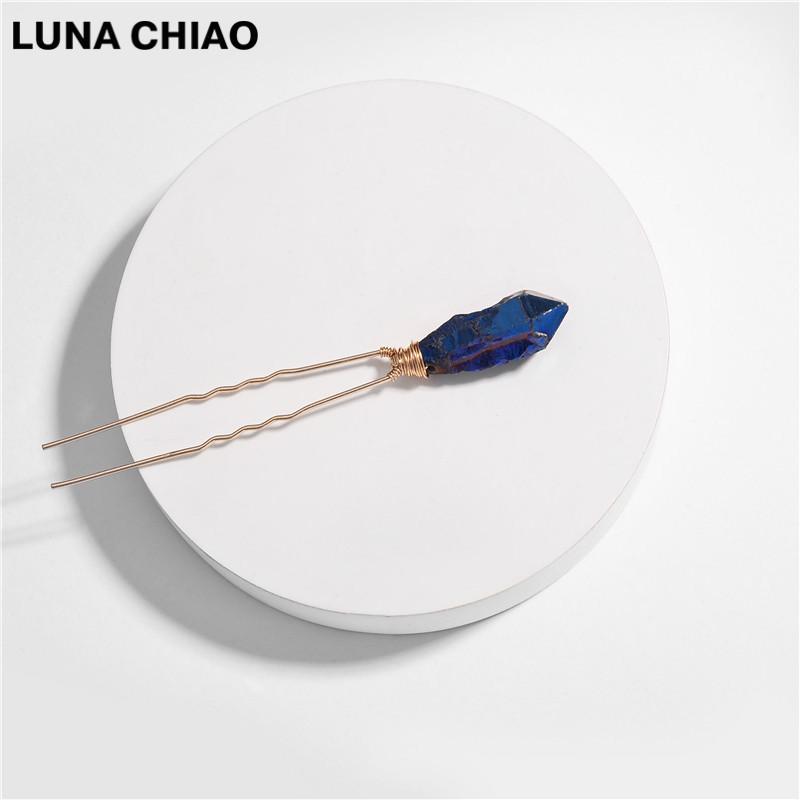 

CHIAO Trendy Hair Accessories Natural Quartz Stone Jeweled Hairpins Fancy Women Hair sticks