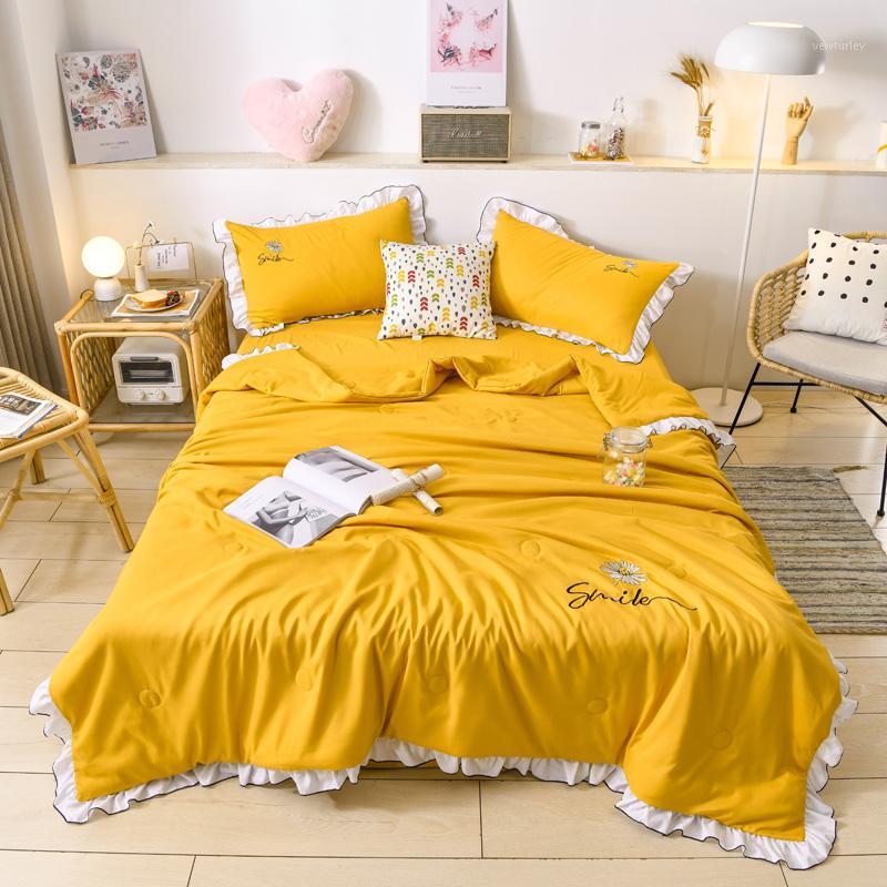 

Little Daisy Summer quilt sets Home bedding set with bed sheet, pillowcases  Yellow Orange Blue Green Grey 4pcs1, Pink