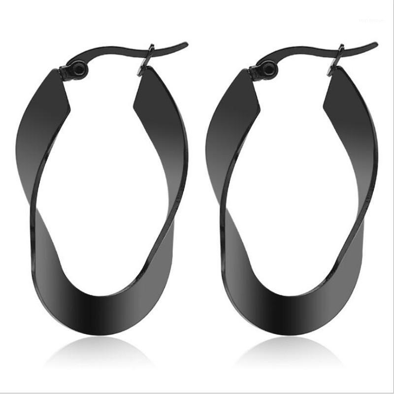

HE022 Titanium Hyperbole Hoop Earrings 40mm 316l Stainless Steel Earring IP Plating No Fade Allergy Free1