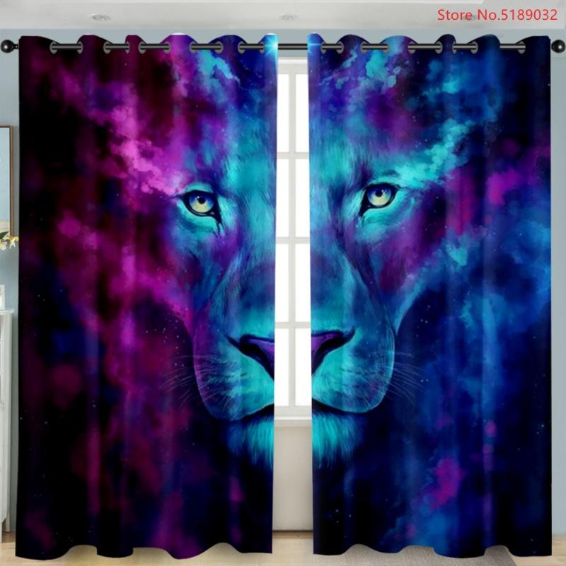 

Animals Curtain Wolf Window Drapes for Living Room Bedroom Decor Curtain Moonlight Curtains for Kitchen Blackout, Color-5