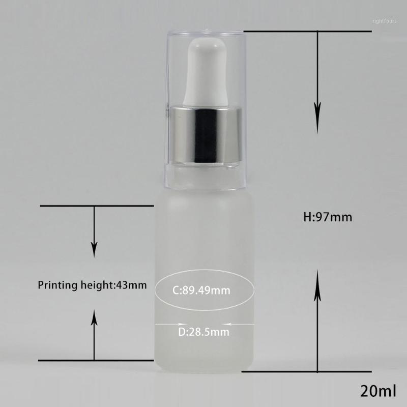 

100pcs wholesale 20ml Clear Frosted Glass Container With Plastic Dropper Bottle Cover1
