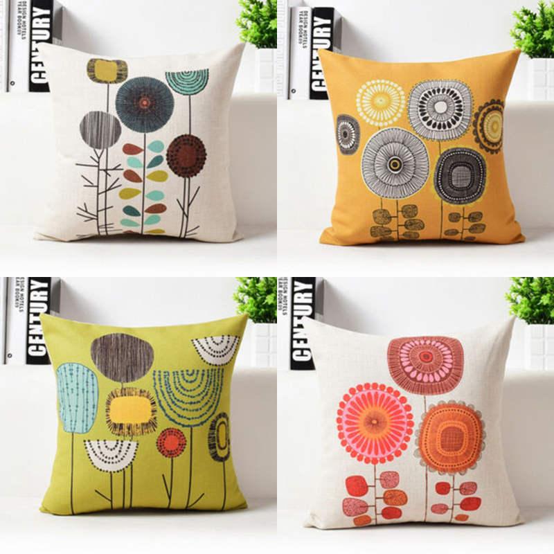 

Cushion Cover Seat Car Home Decor Sofa Bed Decorative Cartoon Plant Flower Pattern Pillowcase Printed Pillow