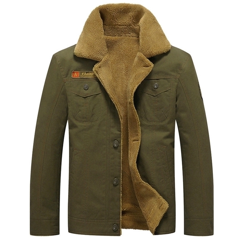 

Winter Warm Jackets Thick Fleece Men's Coats Casual Cotton Fur Collar Mens Military Tactical Parka Outerwear 201118, Black