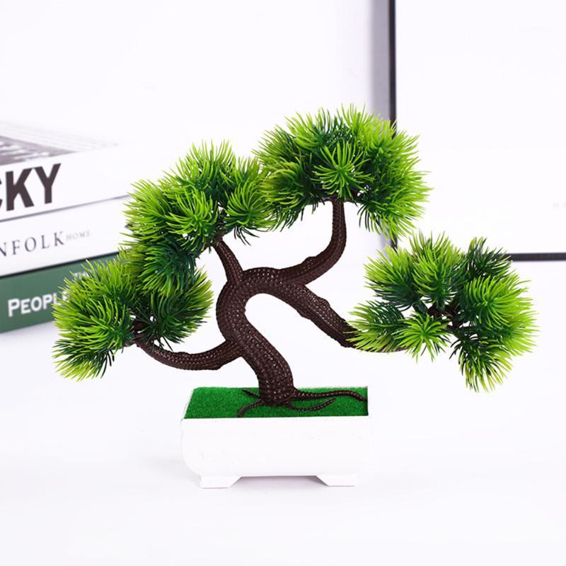 

New China Greeting Pine Lotus Pine Tree Simulation Flower Artificial Plant Bonsai Fake Green Pot Plants For Home Decoration Gift1