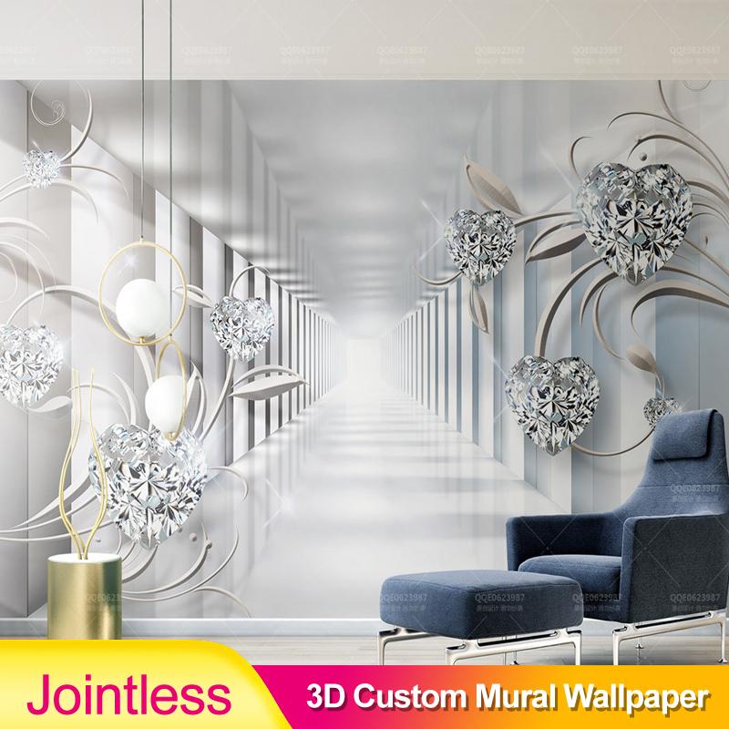 

Jointless 3d custom mural wallpaper Livingroom wall paper abstract space Modern flower jewel flicker photo wallpaper Home Decor, As pic