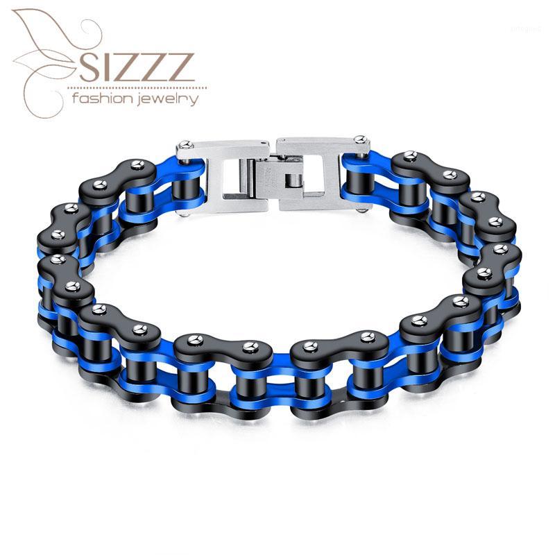 

Charm Bracelets SIZZZ 2021 European And American Fashion Punk Stainless Steel Personality Trend Motorcycle Bike Bracelet&bangles1