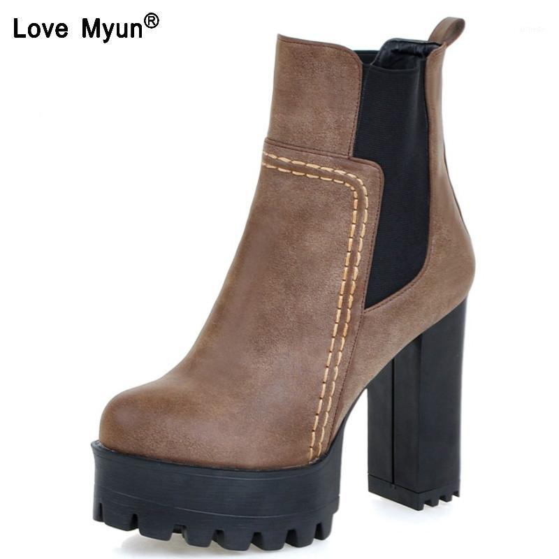 

new arrive winter warm restoring ankle boots high quality pu nubuck leather thick high heels round toe women boots uik91, Brown