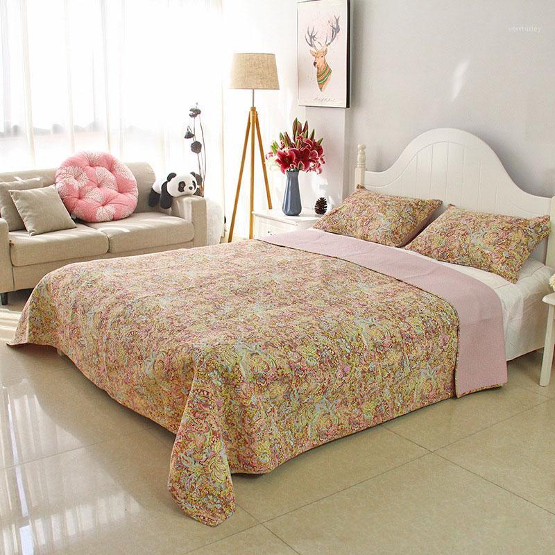 

CHAUSUB Print Quilt Set 3pcs Cotton Bedspread Bed Cover Pillow Case  Queen Size Summer Blanket Coverlets1, As pictures