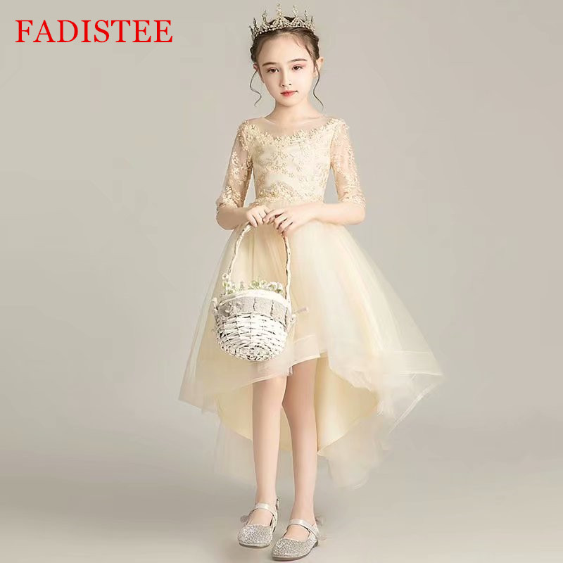 

FADISTEE Girl dress Flower Girl Dresses lace Baby Girl Infant Dress Kids Formal Wear girls dress high low Lace Tulle, Same as image