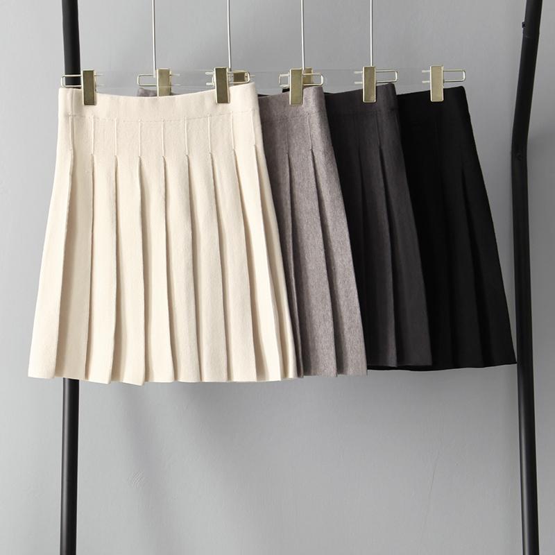 

COIGARSAM Women Short Skirt New Spring High Waist Skirts Gray Black Apricot B1655