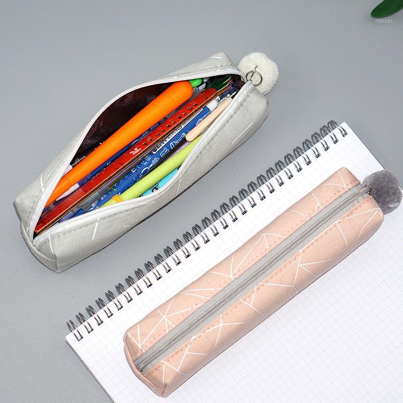 

2020 Popular Concise Style Girls Student Cimetic Bag School Pencil Cases For Girl Stationery Canvas Bag Cosmetic1, Square-triangle