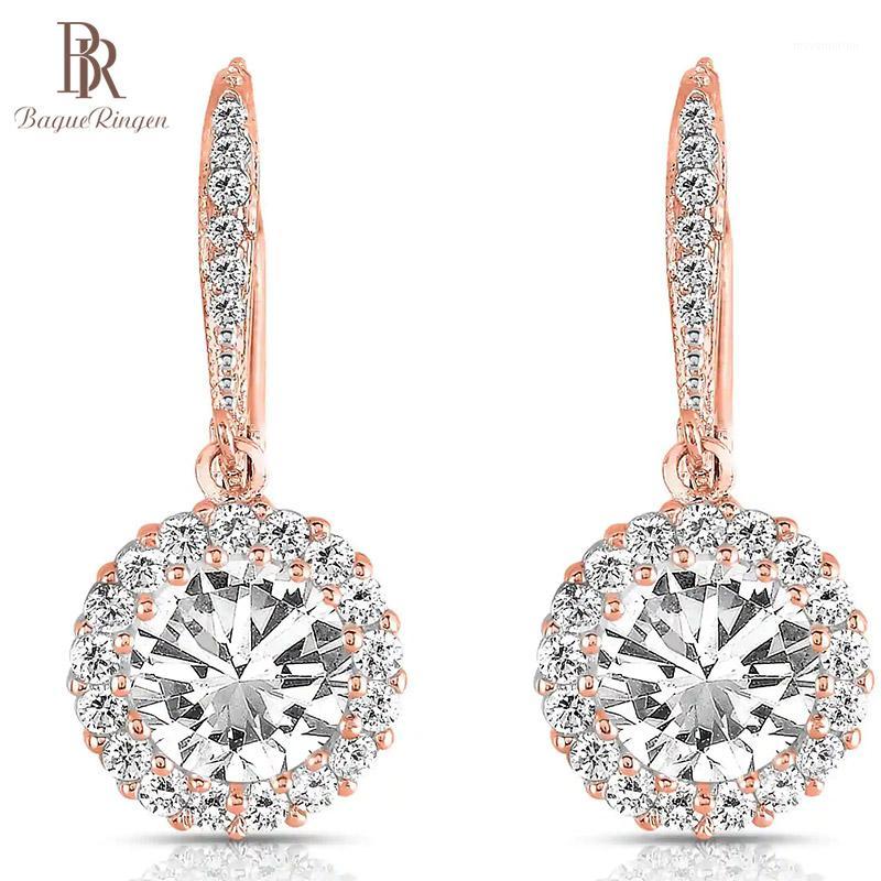 

Bague Ringen silver 925 earrings 3 Color silver diamond earrings for women Drop Dangle Round Pendant party gift1