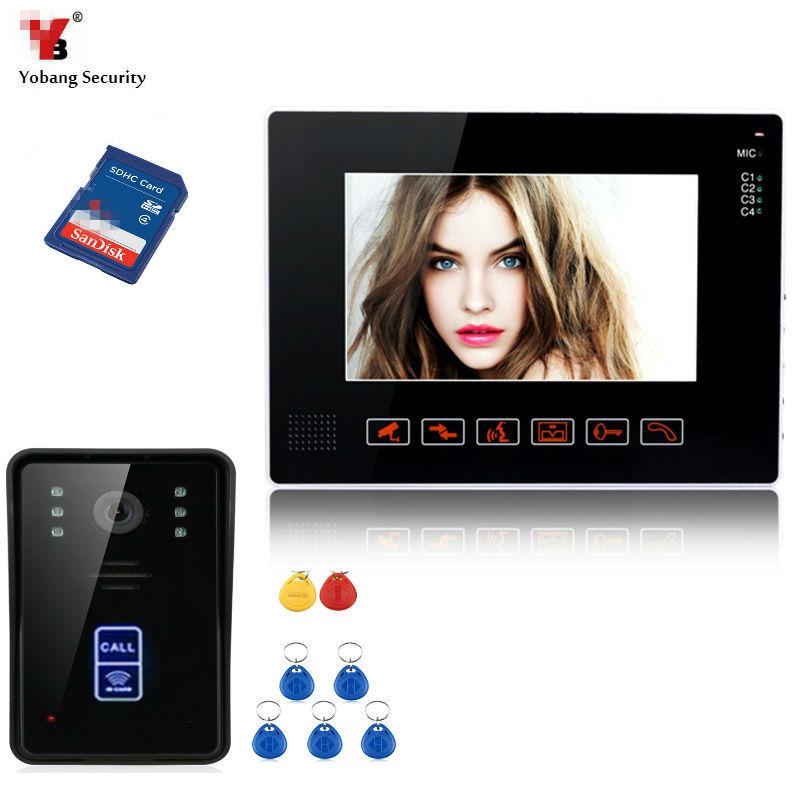 

Yobang Security 9inch Door Monitor Video Intercom Doorbell Phone Recorder System SD/TF Card Supported Waterproof RIFD camera
