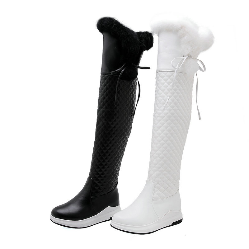 

2021 Thick Fur Over the Knee New Keep Warm Snow for Women Party Wedding Shoes Woman Thigh High Boots 4bde, Black