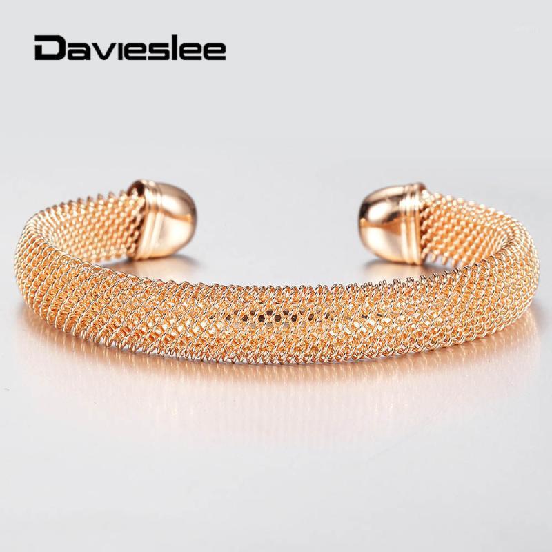 

10mm Bracelet for Women 585 Rose Gold Opening Big Bangle Cuff Braided Link Wristband Party Wedding Jewelry Gifts Fashion LCB531