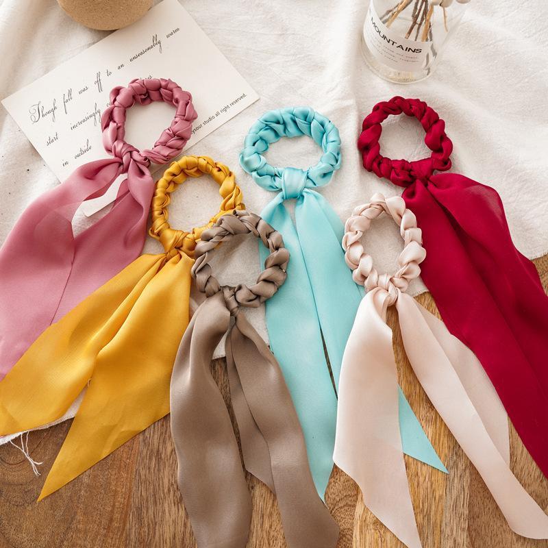 

Hair Clips & Barrettes Women Long Elastic Band Streamers Scrunchies Ties Bow Ribbon Rope Ring Fashion Accessories, Golden;silver