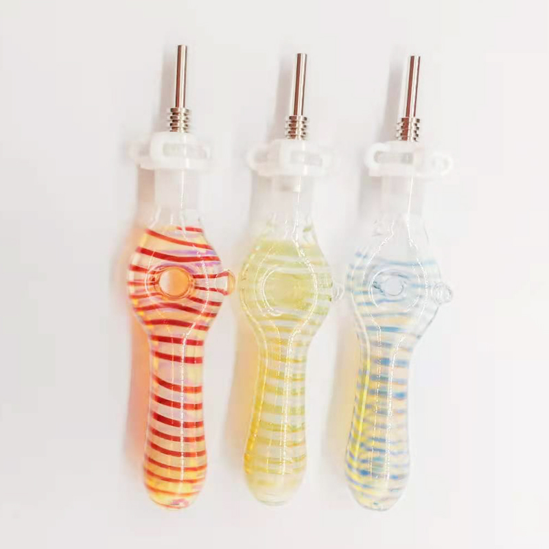 

DPGHS006 Glass 4.3 Inch Donut Collector Smoking Straw With 10Mm Male Titanium Tip
