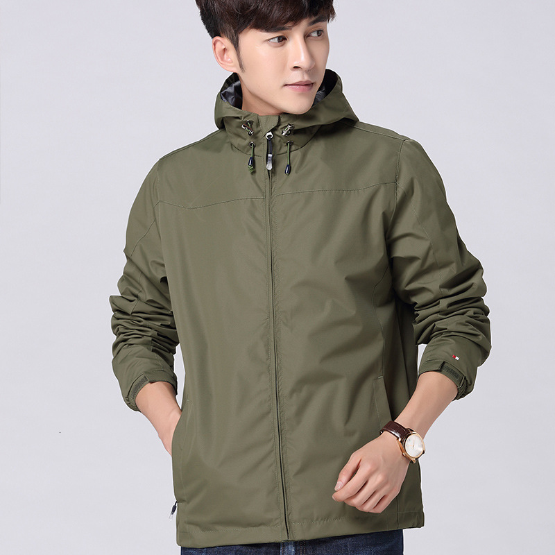 

2021 Men New Spring Fashion Men's Windproof Solid Casual Hooded Bomber Jackets Loose Pockets Coat D2zh, Khaki