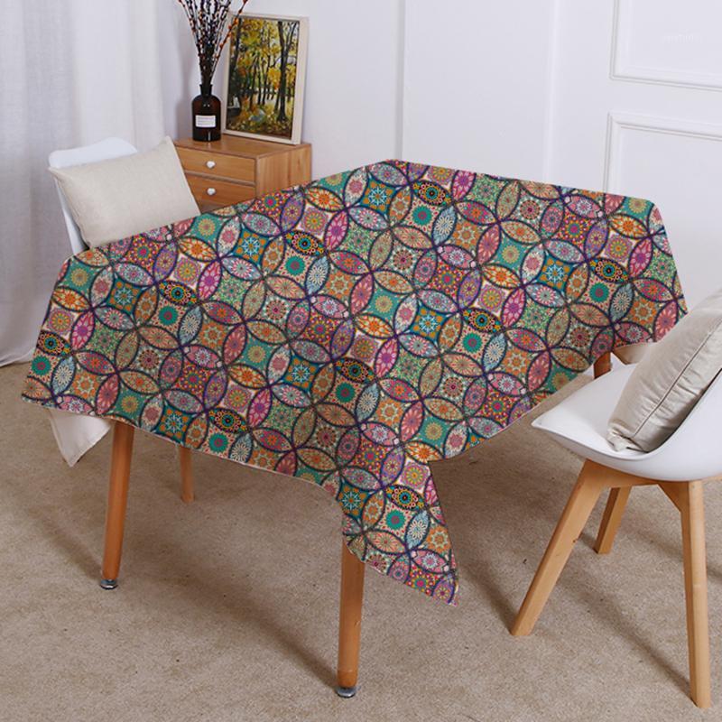 

Mandala Bohemian Style Print Tablecloth Waterproof Oriental Bliss Bohemia Ararat Flower Arabesque Table Cover Table Cloth1