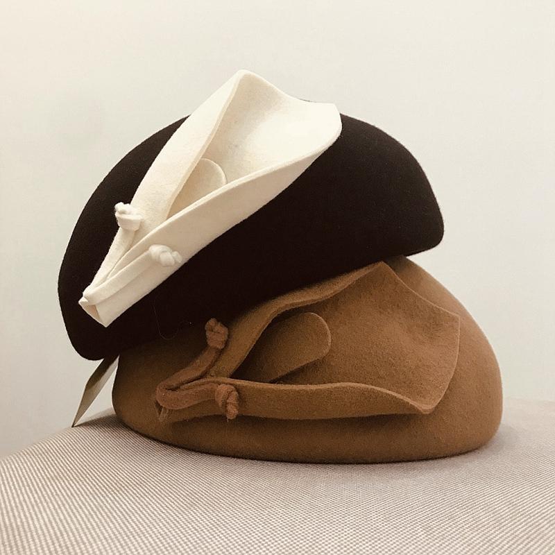 

Women's Beret Wool Hat Women's Fedora Wedding Hat1, Black