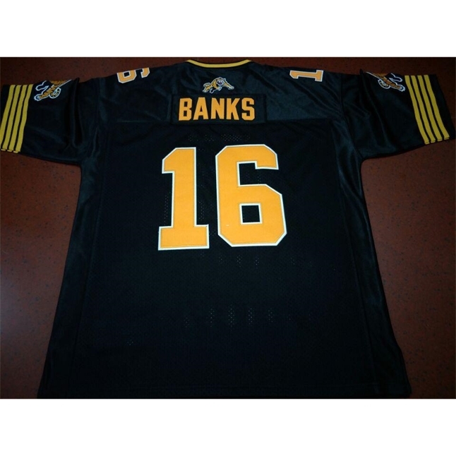 

Free shipping 2604 Hamilton Tiger-Cats #16 Brandon Banks real Full embroidery College Jersey Size S-4XL or custom any name or number jersey, Black