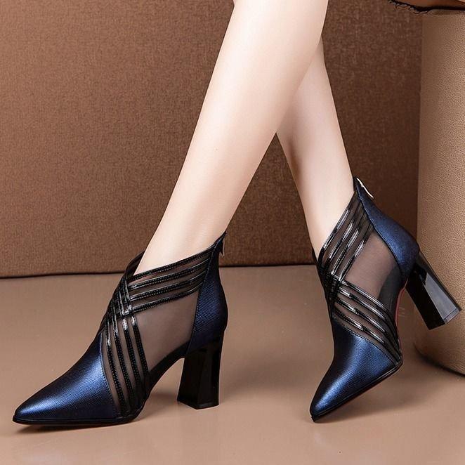 

Women Crystal Lace Zip Mesh Pumps Woman High Heels Summer Female Shoes Classics Solid Platform Sandals Ladies Party Shoes, Black