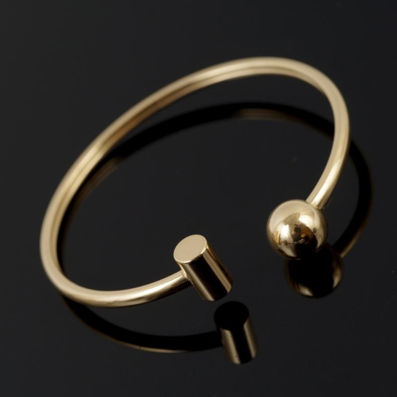 

Luxury Stainless Steel Round Ball Bangles Fashion Open Cuff Bracelets For Women Men Couple Bangle for Women's Jewelry Gifts