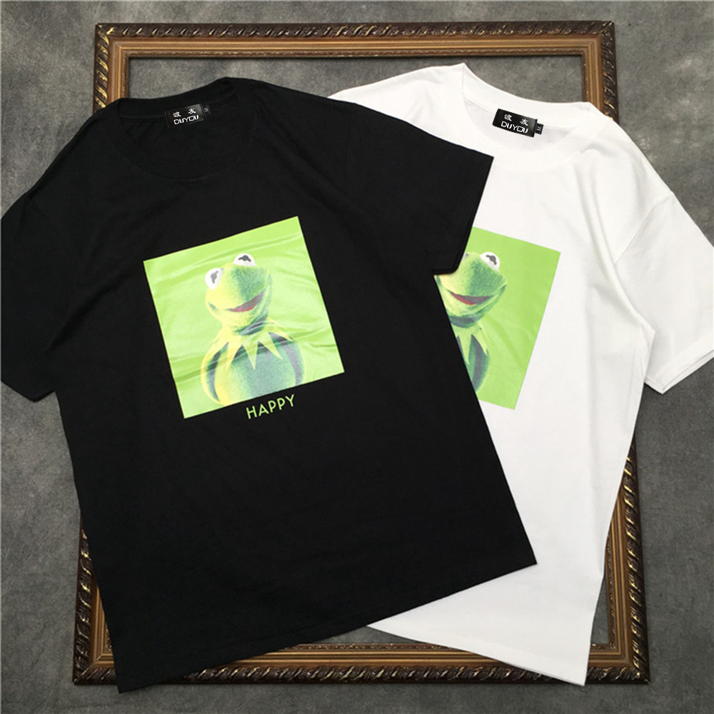 

Men's Short-sleeved T-shirt Happy Frog Prince Pattern Women Shirts|streetwear 2191001631 Ori8, Black