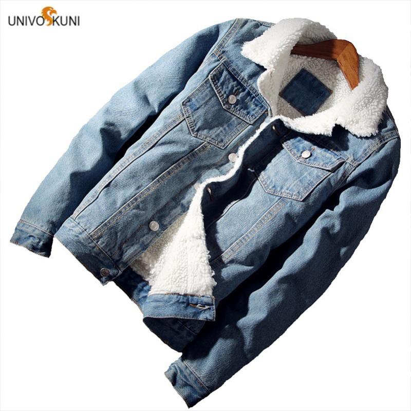 

UNIVOS KUNI 2020 Men' Jacket Thick Lambswool Warm Overcoat Outwear Padded Slim Fit Cotton Fashion Male Big Size 6XL J626, Lightblue