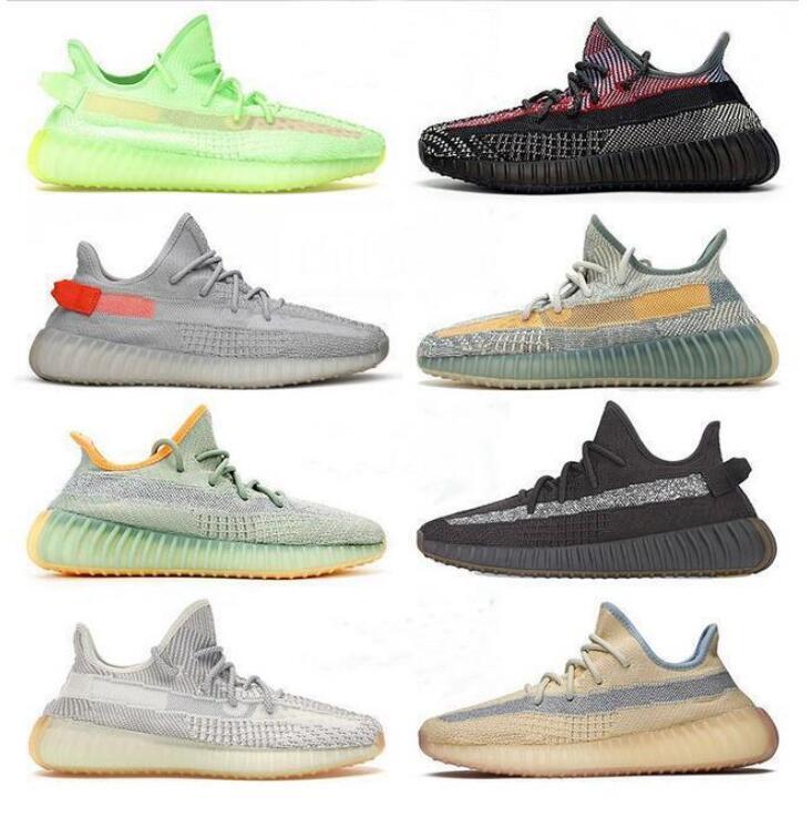 

Kanye West Black Static Reflective Running Shoes New Israfil Cinder Desert Sage Earth Tail Light Zebra Womens Mens Trainers Sneakers size 13