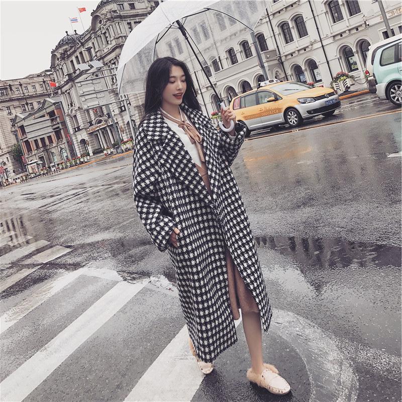

Plaid Women Winter Wool Blend Coat Open Stitch Wool Coat And Jacket Vintage Outerwear, Multi