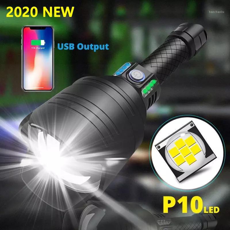 

2020 NEW Super 7core P10 LED 52W 18650 Zoom Lamp Powerful Torch Floodlight Power Bank Camping Hunting Work Lamp Black1