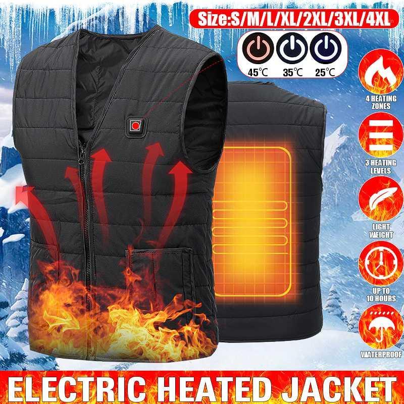 

4xl Heated Vest Winter Outdoor Hiking Men Women Cotton USB Infrared Electric Heating Vest Thermal Warm Waistcoat Heated Jacket1, As pic