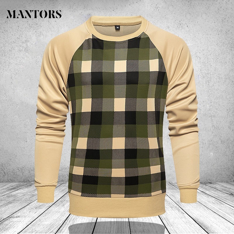 

Hoodies Men Winter Warm Fleece Fashion Long Sleeve Pullover Korean Loose Plaid Men's Tops Sweatshirt Loose Plus Size Streetwear, Wy77jm khaki