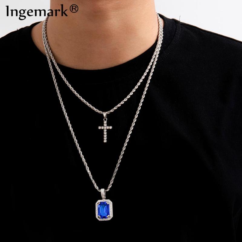 

Hip Hop Cross Crystal Pendant Choker Necklace for Women Collares Statement Multilayer Iced Out Rhinestone Jewelry New Year Gifts